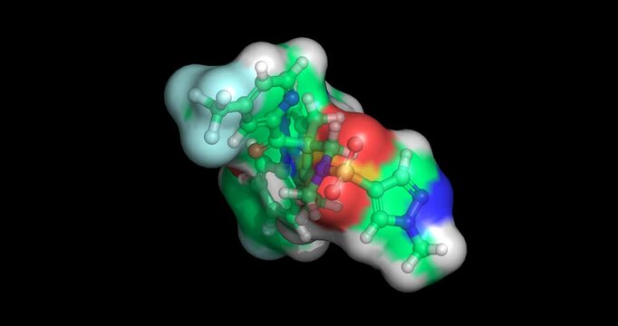 Relacorilant, endocrine drug / selective glucocorticoid receptor antagonist for endogenous Cushing syndrome and cortisol modulating oncology, 3D molecule spinning, 4K