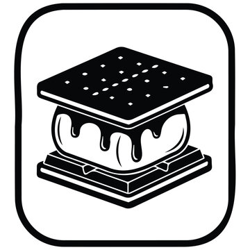 Sweet smores treat vector silhouette illustration line art dessert food icon isolated.