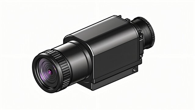 Night vision camera tactical camcorder video recorder illustration. Professional optical surveillance equipment and digital monitoring device icon isolated on white background.