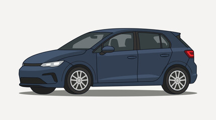 Fototapeta premium Side view illustration of a modern blue hatchback car.