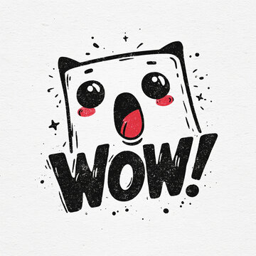 Cute Wow Reaction Face Outline Cartoon Illustration Viral Thumbnail Vector Asset