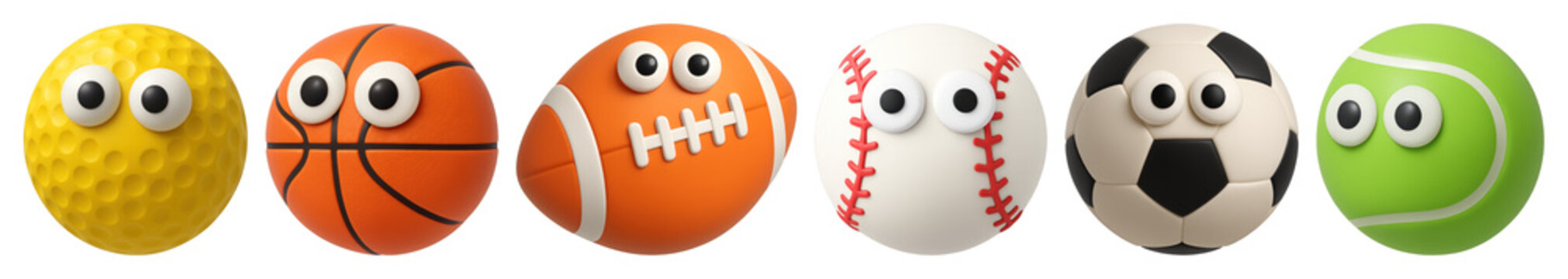 PNG Playful sports balls characters on transparent background