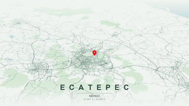 Modern minimalist vector map of Ecatepec de Morelos, Mexico. High-quality scalable illustration of Ecatepec urban grid, San Cristobal Centro layout for posters and design.