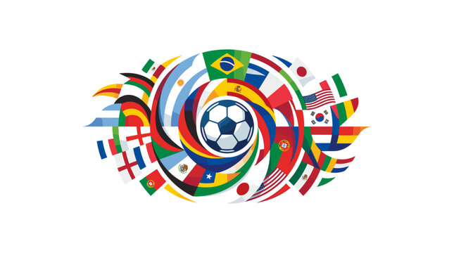 Soccer ball surrounded by world flags design