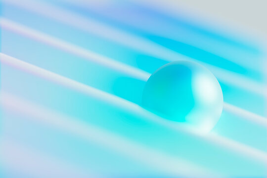 3D aqua sphere reflection with soft pastel motion lines