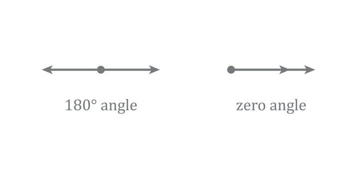 Zero Angle and 180 Degree Angle Arrow Vector.
