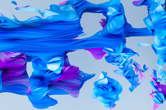 3D blue ribbon topology with layered magenta forms