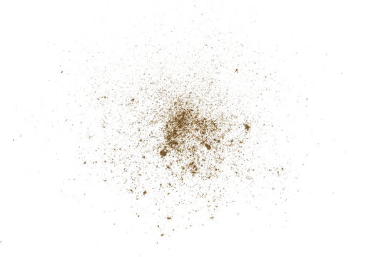 Beige powder burst and dust particles exploding outward on Transparent Background , abstract texture with copy space for design, advertising, or cosmetic concept.