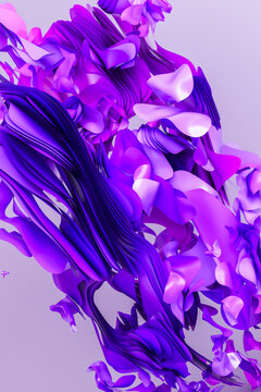 3D purple ribbon cluster with layered folded petals