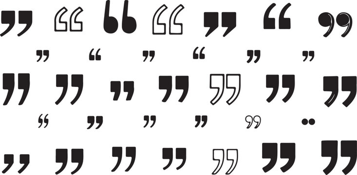 Black and Outline Quotation Marks Icon Set