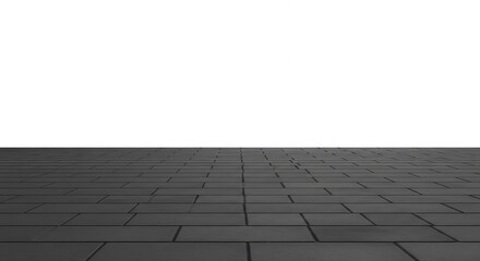 Fototapeta premium Gray rectangular tile floor perspective on black background