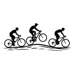 Obraz premium cyclists silhouette on minimalist road black white