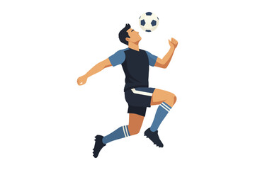 Fototapeta premium Soccer Player Heading Ball in Mid-Air — Flat Vector Illustration