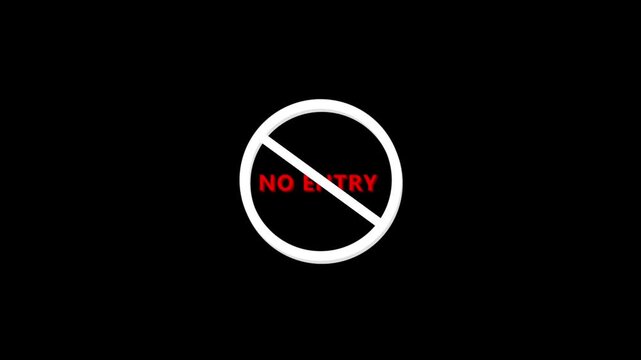 No entry sign animation: red warning symbol for restricted access and safety 4k access denied