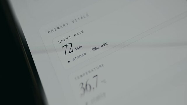 Health data indicating a heart rate in bpm