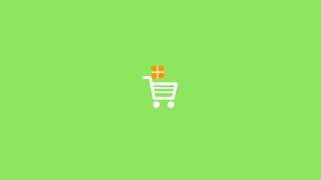 Shopping cart icon on vibrant green background