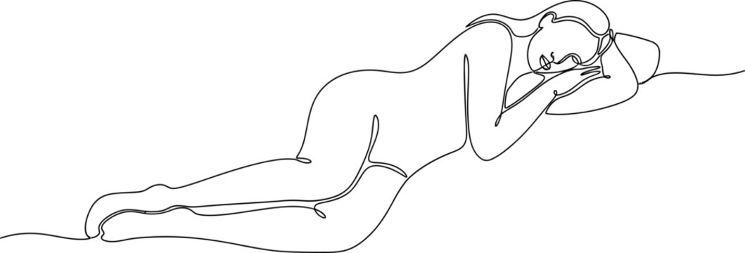Continuous Line Drawing of a Woman Sleeping on Her Side