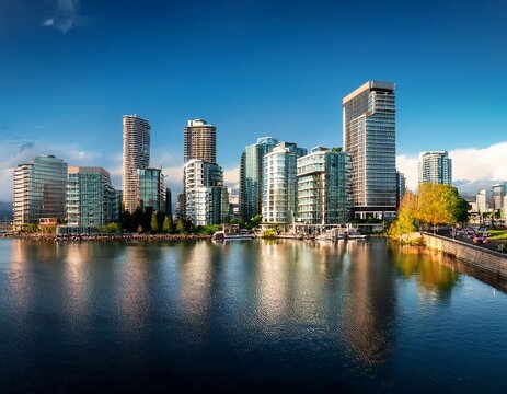 cityscape of modern buildings in surrey central greater vancouver bc canada surrey central