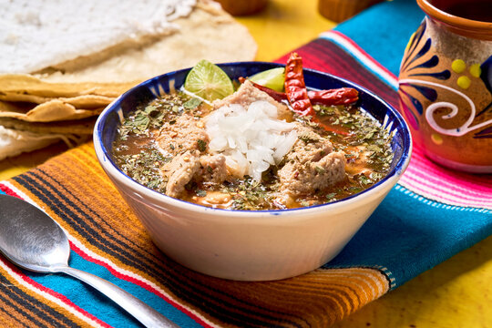 Traditional menudo or pancita, authentic mexican food