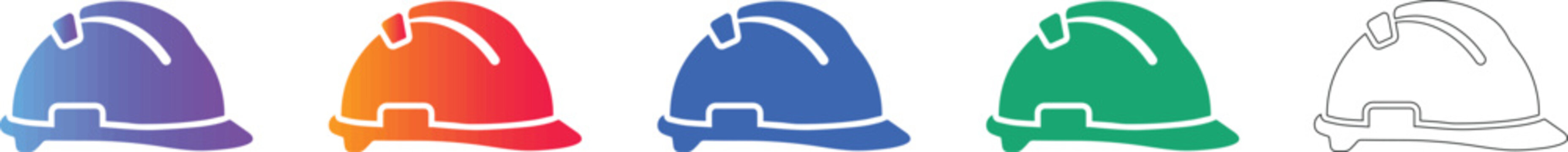 Construction Safety Helmet Vector Icon Set