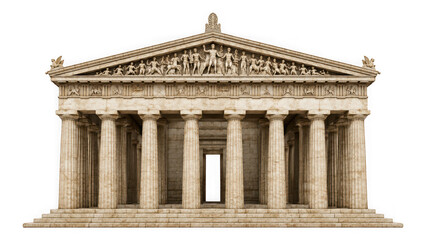 Obraz premium Classic greek style temple building with columns as isolated on transparent background
