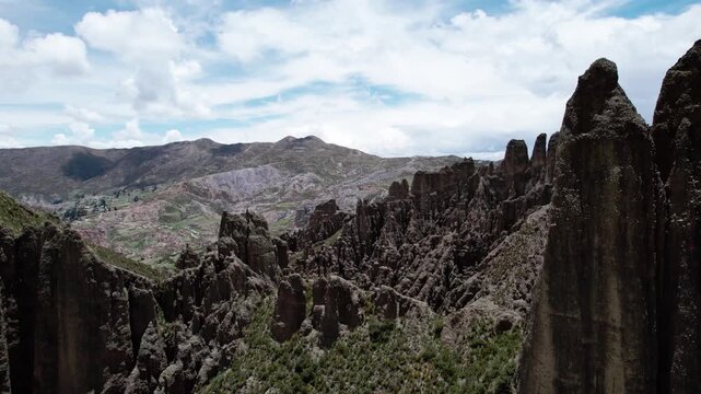 View of the Mountains of the Valley of Souls (Valle de las Animas). A Municipal Protected Area and Geological Formation in the City of La Paz, Bolivia