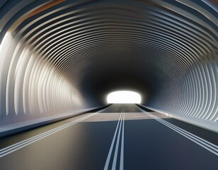 Obraz premium rendering of 3d architectural tunnel on highway with empty asphalt road