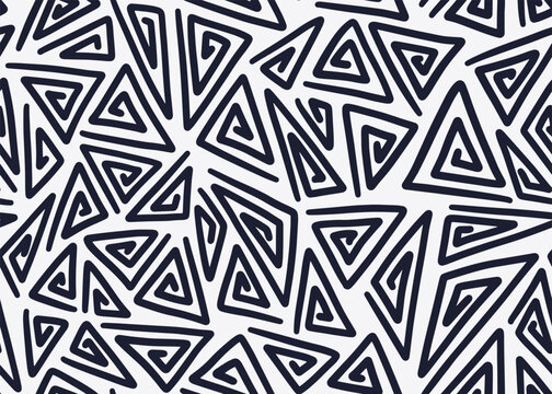 Abstract mono triangle art seamless pattern background. Vector illustration art backdrop