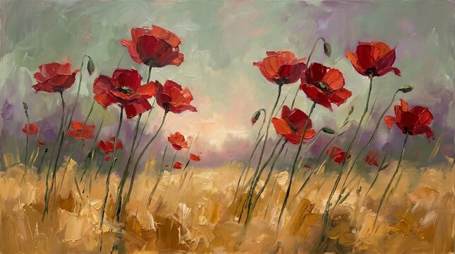 Impressionist Oil Painting of Rugged Ocean Cliffs and Pink Flower Meadow