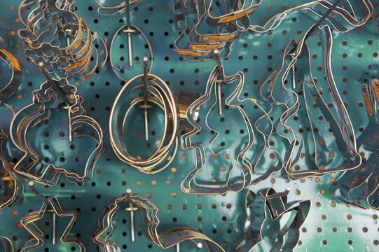 Cookie cutters biscuit cutters with easter themes on the annual fair Auerdult in Munich Germany