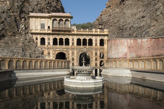 Water tank at Monkey Temple, Galtaji, Jaipur, Rajasthan, India