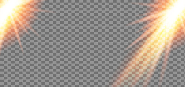 Golden spotlight effect with transparent background dramatic lighting flare