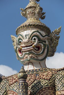 Statue of giant Yaksha demon guarding gates, Grand Palace, Bangkok, Thailand