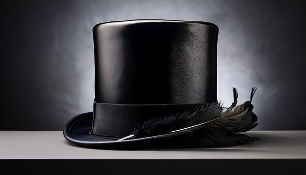 black top hat with elegant feather design