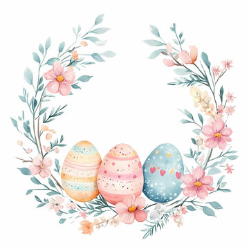 "Springtime Floral Easter Eggs Wreath"