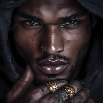 Intense Street Style: Tough Guy with Golden Rings