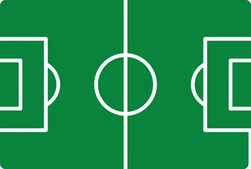 Green soccer field with white lines and goals illustration © Khatunay JANNATARA