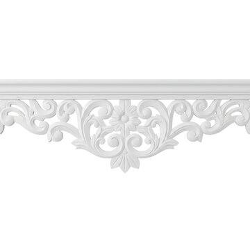 White Decorative Architectural Molding with Ornate Floral Carving