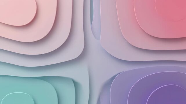 Pastel-colored abstract background with layered paper shapes in soft pink, purple, and blue hues, gradient texture, modern minimalist design, copyspace
