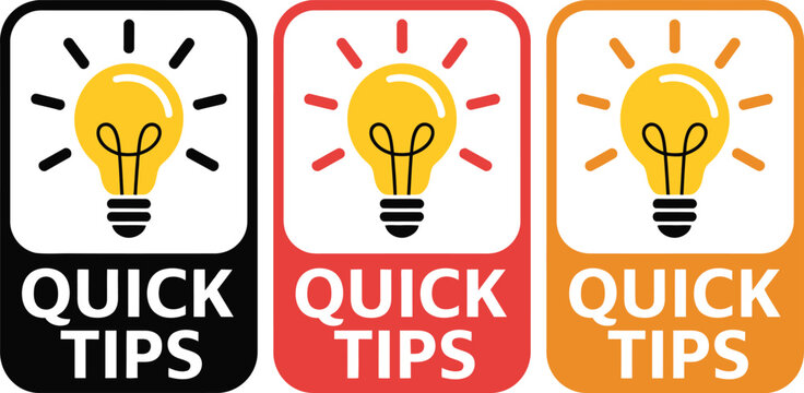 Three quick tips lightbulb in different colors