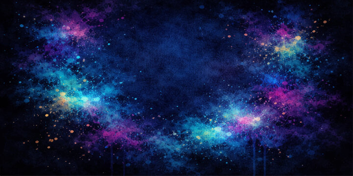 An abstract space background with stars and a glowing nebula clouds the dark universe in this sci-fi fantasy cosmos illustration