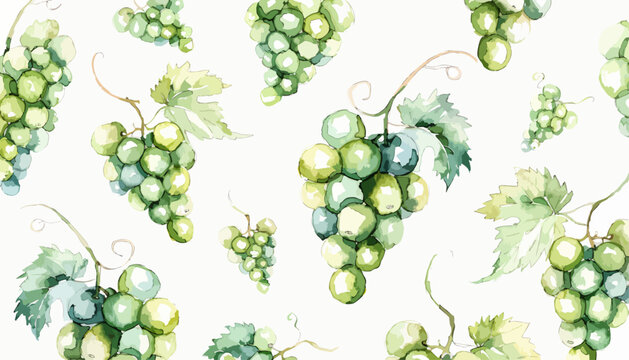 Creative watercolor green grape pattern perfect for textile wallpaper and packaging