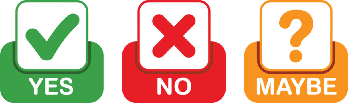 Yes no maybe decision with rounded rectangles