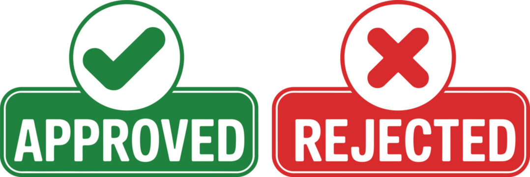 Approved and rejected signs with checkmark and cross
