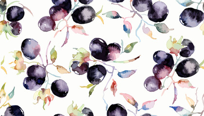 Creative botanical acai berry artwork with vibrant watercolor fruit compositions naturally © Halen