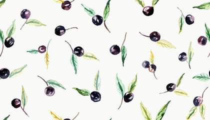 Creative hand painted acai berry composition with realistic artistic botanical textures naturally © Halen