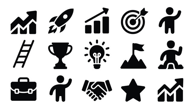 Set of 12 communication and business related solid glyph icons for web and mobile.