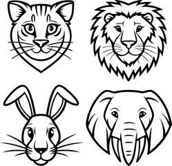 Obraz premium Four animal heads vector illustration