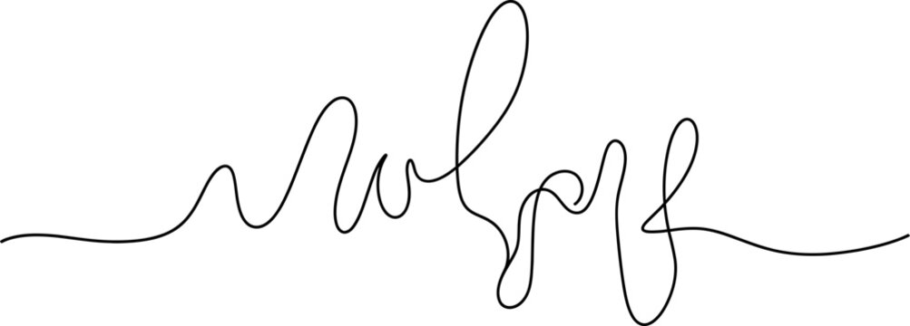 Abstract continuous line drawing of flowing waveform or script
