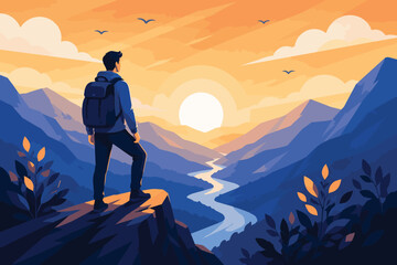 Fototapeta premium A vector landscape with a nature and adventure theme.
